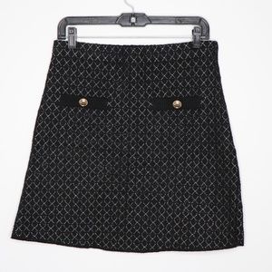 Zara Black & Silver Knit Skirt Size Large
